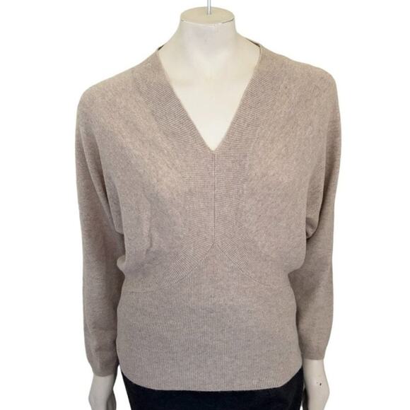 SPHERE ONE by LUCY DOWNES 100% Cashmere Dolman Sleeve V-neck Sweater SZ L